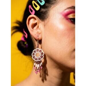 Floral Mandala Beaded Earrings